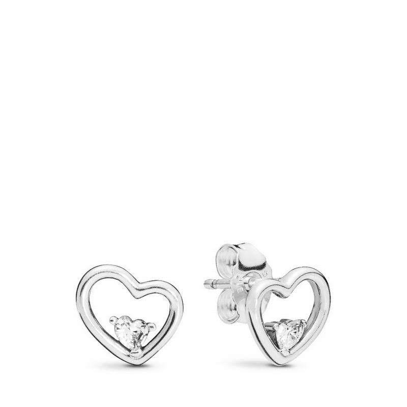 Pandora Asymmetric Hearts of Love Stud Earrings Online NZ, Sterling Silver (482701-MSE)